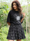 Metallic Flower Printed Black T-shirt